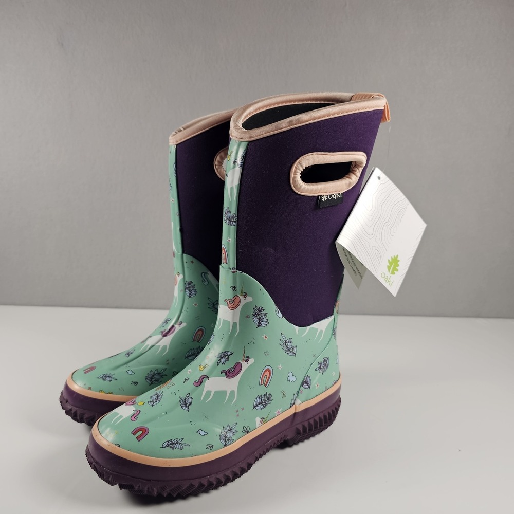 Oaki Snooty Unicorn Kids Neoprene Rain Snow Boots Size 12 Waterproof NWT